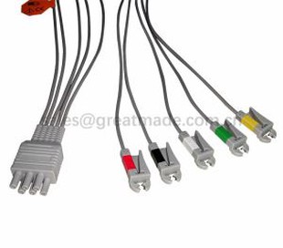 Съвместим Colin BP88, BP306 ECG Leadwire Set-Group, 5-LD, Grabber, IEC, 40in & 6PIN