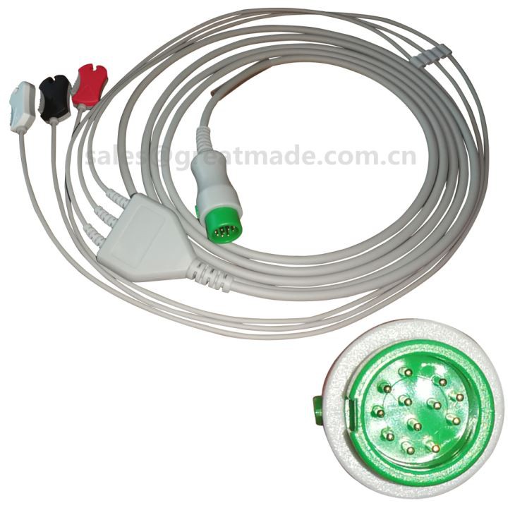 Mindray 12-пинов едно частичен ЕКГ кабел с проводници